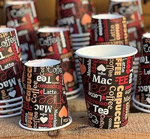 Single Wall Paper Cup 8oz Printed Pk100