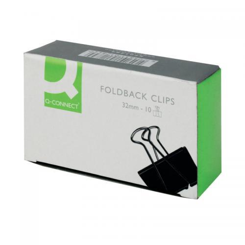 Q-Connect 32mm Black Foldback Clip Pk10