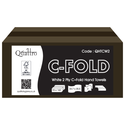 QUATTRO Premium 2PLY White C Fold Towels x 2430 shts