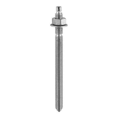 M12 x 160mm Chemical Anchor Threaded Stuss, Nuts & Washers Hot Dip Galvanized 10pcs