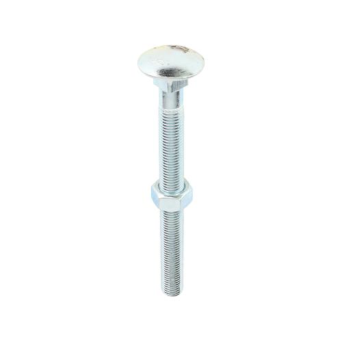M16 x 180mm Carriage Bolt & Hex Nut BZP Box 5pcs