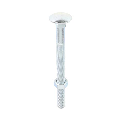 M16 x 200mm Carriage Bolt & Hex Nut BZP Box 5pcs