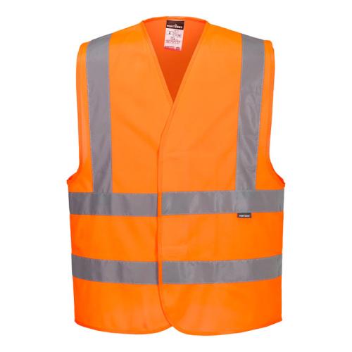 HI VISIBILITY SLEEVELESS WAISTCOAT VEST ORANGE L/XL