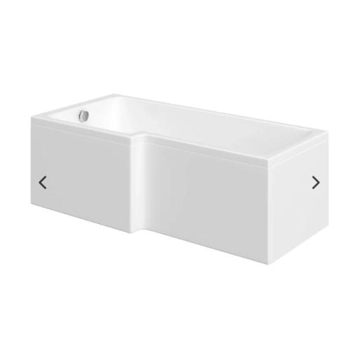 Harper & Brooke Flint 1700mm x 850mm Toughened L Shaped Bath Left Hand