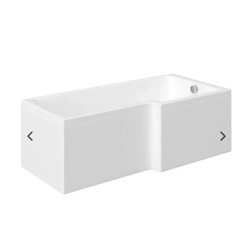 Harper & Brooke Flint 1500mm x 850mm Toughened L Shaped Bath RightHand