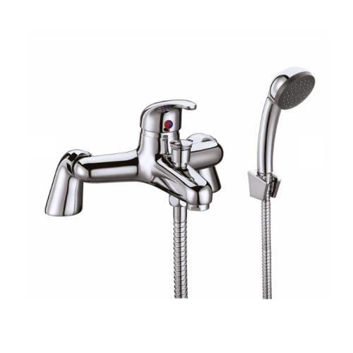 Harper & Brooke Harling Bath Shower Mixer w/ 2 Tap Holes; Slide Rail & Fixed & Handheld Shower Head - Chrome