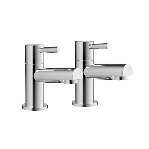 Harper & Brooke Flaxley Bath Pillar Taps Pair - Chrome
