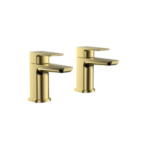 Harper & Brooke Morley PVD Coated Tap Pair for 2 Tap Hole Basin - Brushed Brass