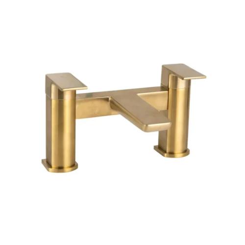 Harper & Brooke Morley PVD Coated One Spout Bath Filler w/ 2 Tap Holes - Brushed Brass