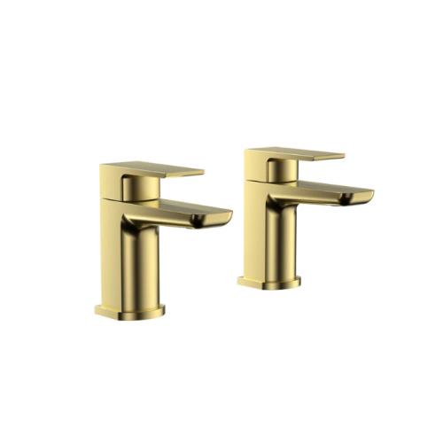 Harper & Brooke Morley PVD Coated Bath Pillar Taps Pair - Brushed Brass