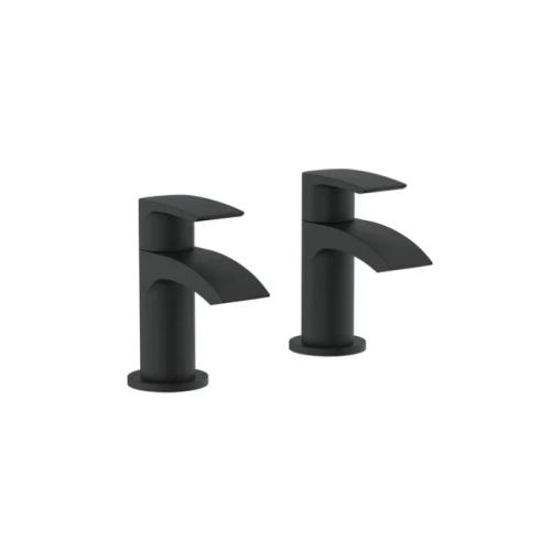 Harper & Brooke Tudor Electroplated Tap Pair for 2 Tap Hole Basin - Black