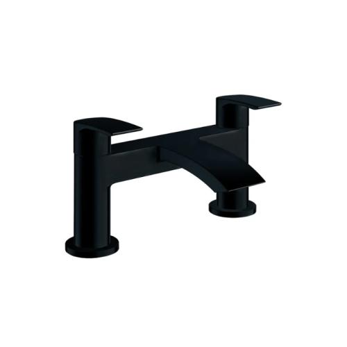Harper & Brooke Tudor Electroplated One Spout Bath Filler w/ 2 Tap Holes - Black