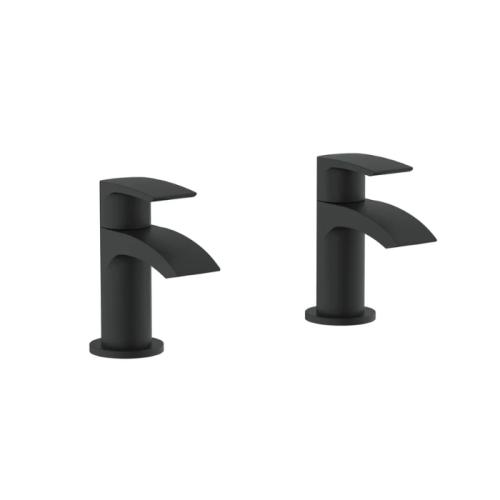 Harper & Brooke Tudor Electroplated Bath Pillar Taps Pair - Black
