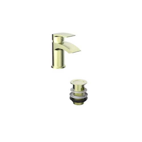 Harper & Brooke Tudor PVD Coated Mono Basin Mixer w/ Pop Up Waste - Brushed Brass