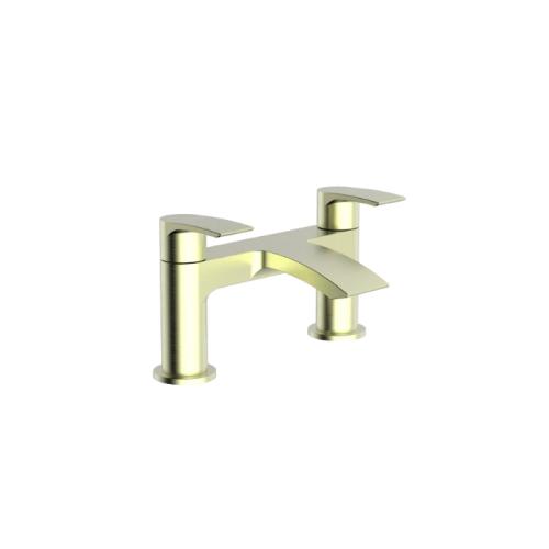 Harper & Brooke Tudor PVD Coated One Spout Bath Filler w/ 2 Tap Holes - Brushed Brass