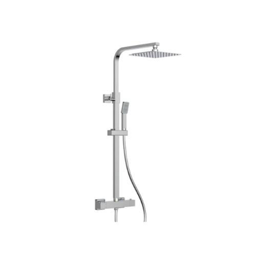 Harper & Brooke Holland Column Shower w/ Rail, Hose & Square Head - Chrome