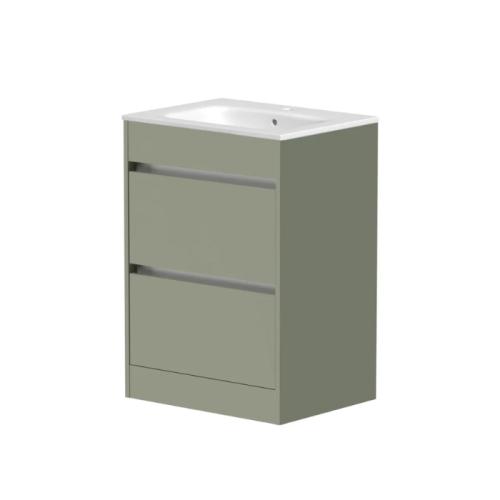 Harper & Brooke Granby 620mm x 850mm x 480mm 2 Drawer Floorstanding Vanity Unit - Savannah Green