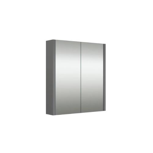 Harper & Brooke Granby 580mm x 650mm 2 Door Mirror Cabinet w/ Glass Shelves - Matt Grey