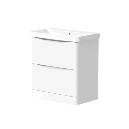 Harper & Brooke Portland 600mm 2 drawer Floorstanding Vanity Unit - Matt White