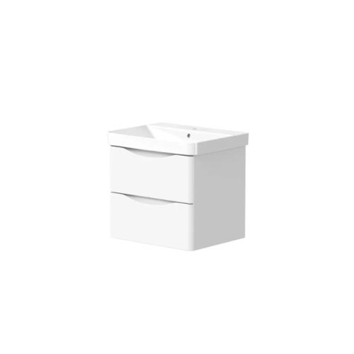 Harper & Brooke Portland 600mm 2 drawer Wall Hung Vanity Unit - Matt White