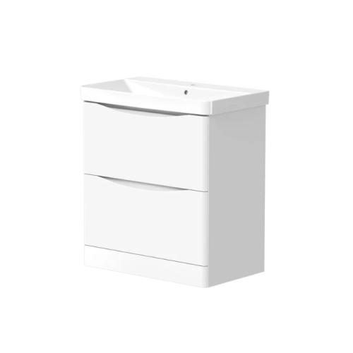Harper & Brooke Portland 780mm 2 drawer Floorstanding Vanity Unit - Matt White