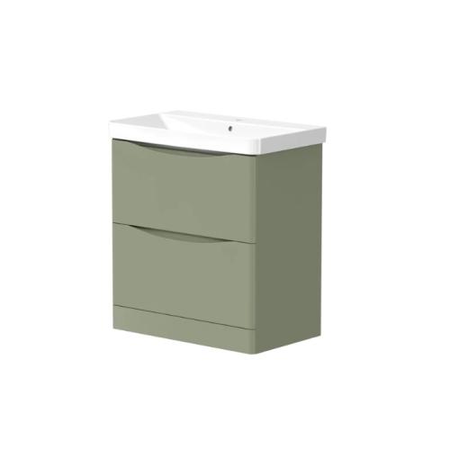 Harper & Brooke Portland 600mm 2 drawer Floorstanding Vanity Unit - Savannah Green