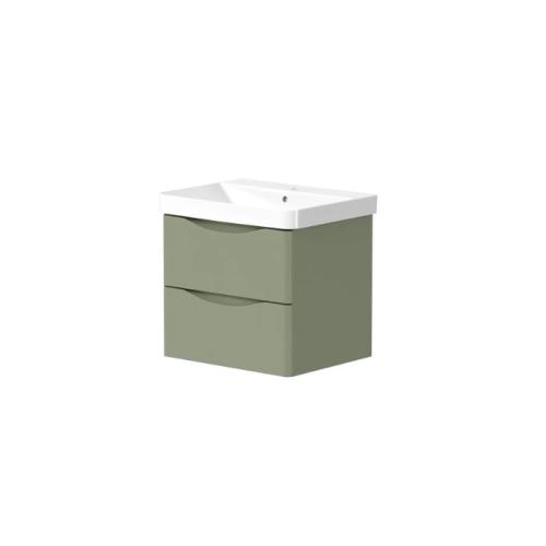 Harper & Brooke Portland 600mm 2 drawer Wall Hung Vanity Unit - Savannah Green
