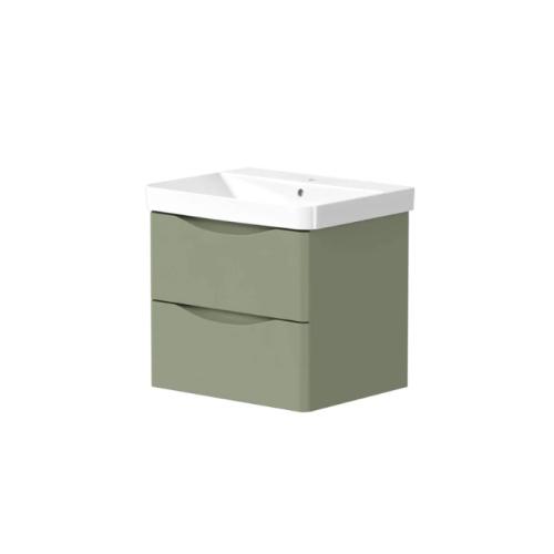 Harper & Brooke Portland 800mm 2 drawer Wall Hung Vanity Unit - Savannah Green