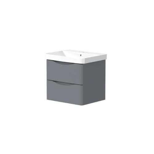 Harper & Brooke Portland 600mm 2 drawer Wall Hung Vanity Unit - Matt Grey