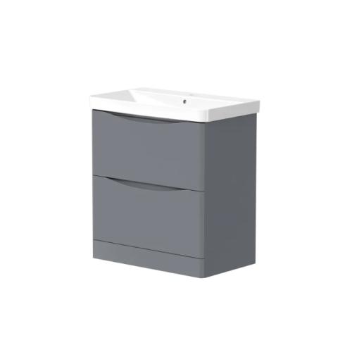 Harper & Brooke Portland 780mm 2 drawer Floorstanding Vanity Unit - Matt Grey