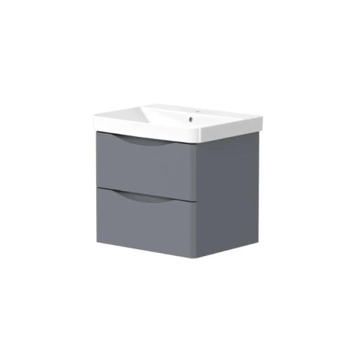 Harper & Brooke Portland 800mm 2 drawer Wall Hung Vanity Unit - Matt Grey
