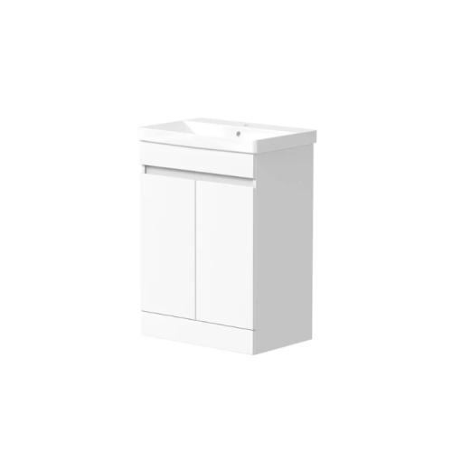 Harper & Brooke Kappa 625mm 2 Door Handleless Floorstanding Vanity Unit - Matt White