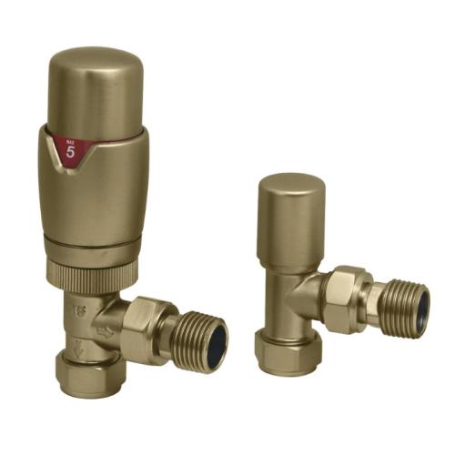 Harper & Brooke TMV Thermostatic Angled Valve - Brushed Brass