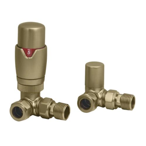 Harper & Brooke TMV Thermostatic Corner Valve - Brushed Brass