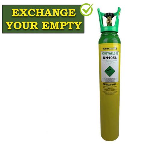 HOBBYWELD 15 GAS REFILL ONLY ORIGINAL 9 LITRE @ 137 BAR UN1956
