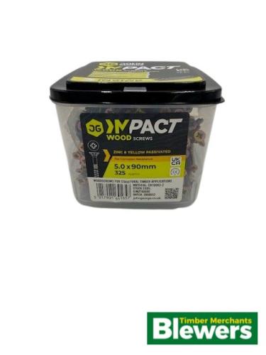 Impact Wood Screws 5.0 x 90mm (Tub 325) 3 bits