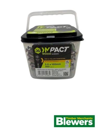 Impact Wood Screws 5.0 x 100mm (Tub 300) 3 bits