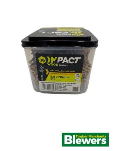 Impact Wood Screws 5.0 x 70mm (Tub 375) 3 bits