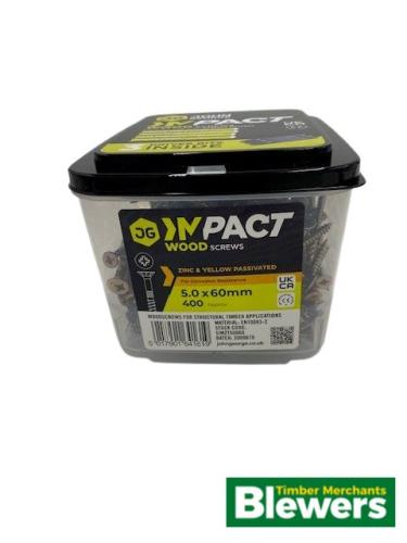 Impact Wood Screws 5.0 x 60mm (Tub 400) 3 bits