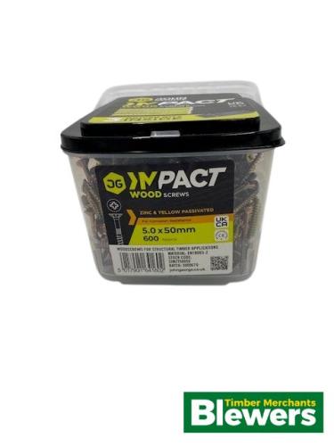 Impact Wood Screws 5.0 x 50mm (Tub 600) 3 bits