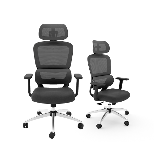 Saturn Mesh Back Chair with H/A Arms in Black