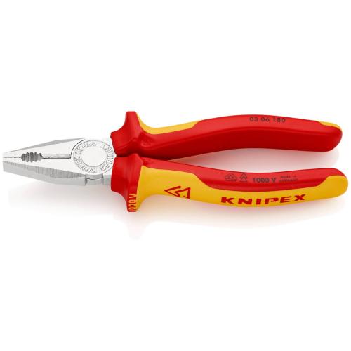 Knipex Combination Pliers Multi-component Grips VDE Chrome-plated 180mm 03 06 180