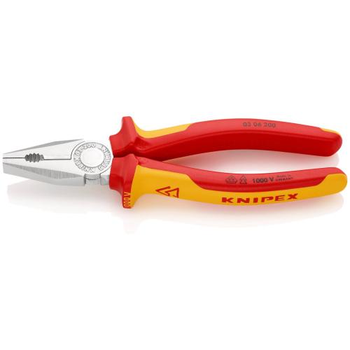 Knipex Combination Pliers Multi-component Grips VDE Chrome-plated 200mm 03 06 200