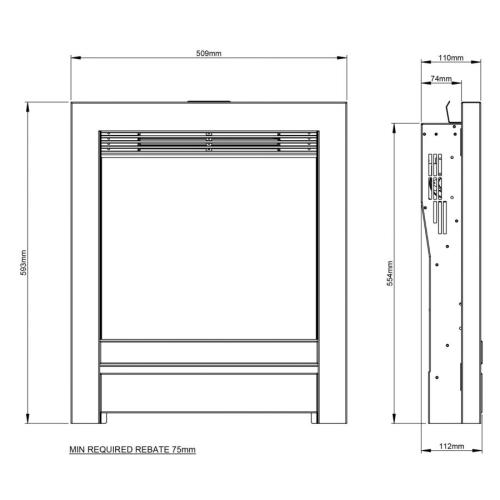 Bemodern Beam 16" Black Nickel Inset Electric Fire 049735