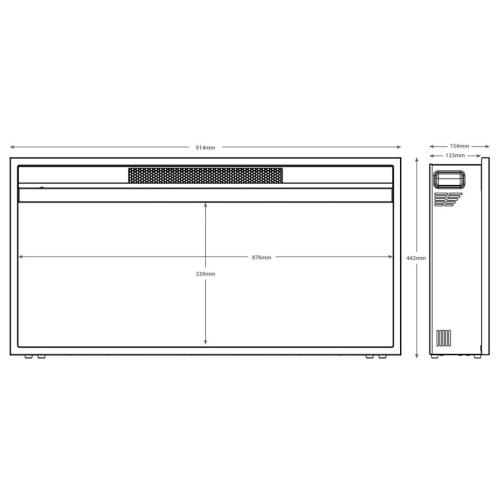 Bemodern Rodwell 36" Inset Wall Mounted Electric Fire 069884