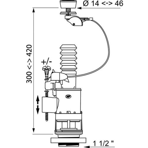 Wirquin Jollyflush Dual Flush Cable Operated Valve and Push Button 10120446