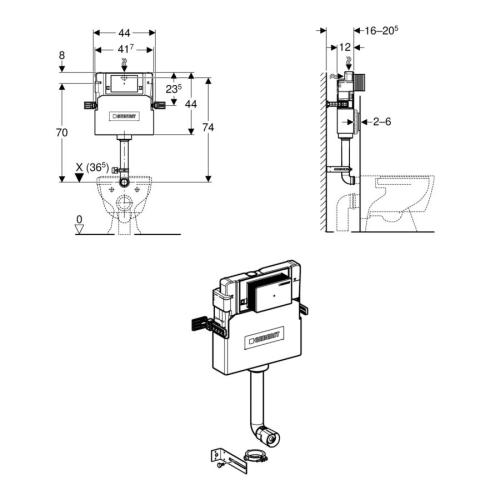 Geberit Alpha Concealed Cistern 12cmD 109.012.00.1