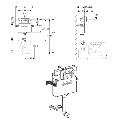 Geberit Delta Dual Flush Concealed Cistern 109.105.00.1