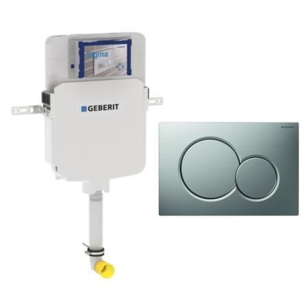 Geberit Sigma 8cm Concealed Cistern (UP720) + Chrome Flush Plate 109.792.00.1+115.770.21.5