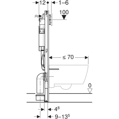 Geberit Duofix 112cm WC Frame with Sigma Concealed Cistern 12cm 111.383.00.6